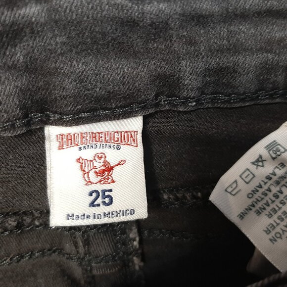True Religion Woman's Black Supper Skinny Paint Splatter DistresseDenim Jeans 25 - Picture 8 of 11